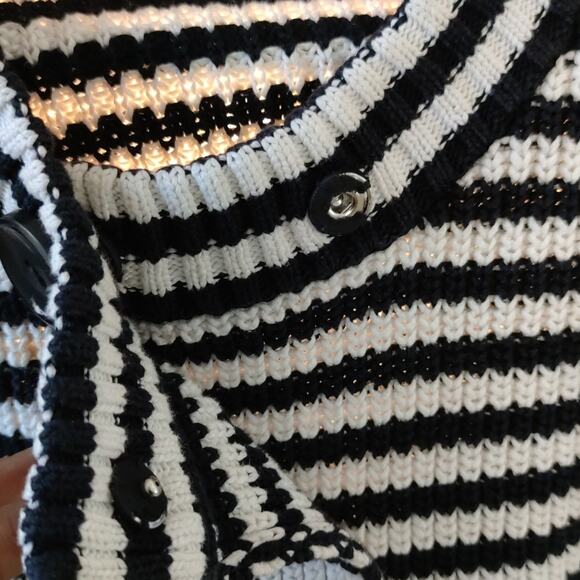 Talbot's black and white stripe cotton sweater M - Picture 4 of 4